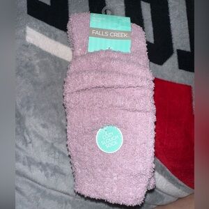 Falls Creek Cozy Slouch Socks - Mauve & White